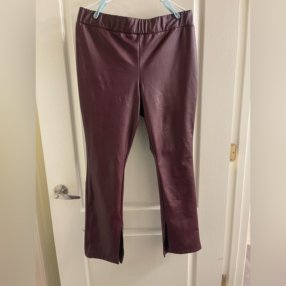 a new day Maroon Faux Leather Pants